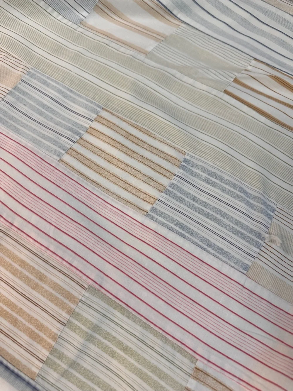 VTG Tommy Hilfiger Patchwork Tie Quilt Coverlet 88x86” Cotton Pastels Stripes
